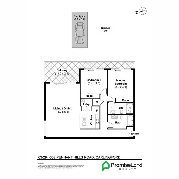 Floorplan of Homely apartment listing, 63/294-302 Pennant Hills Road, Carlingford NSW 2118