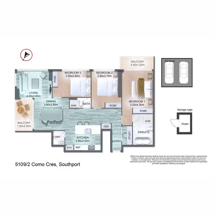 Floorplan of Homely apartment listing, 5109/2 Como Crescent Southport, Southport QLD 4215