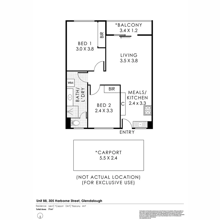 Floorplan of Homely unit listing, B8/305 Harborne Street, Glendalough WA 6016