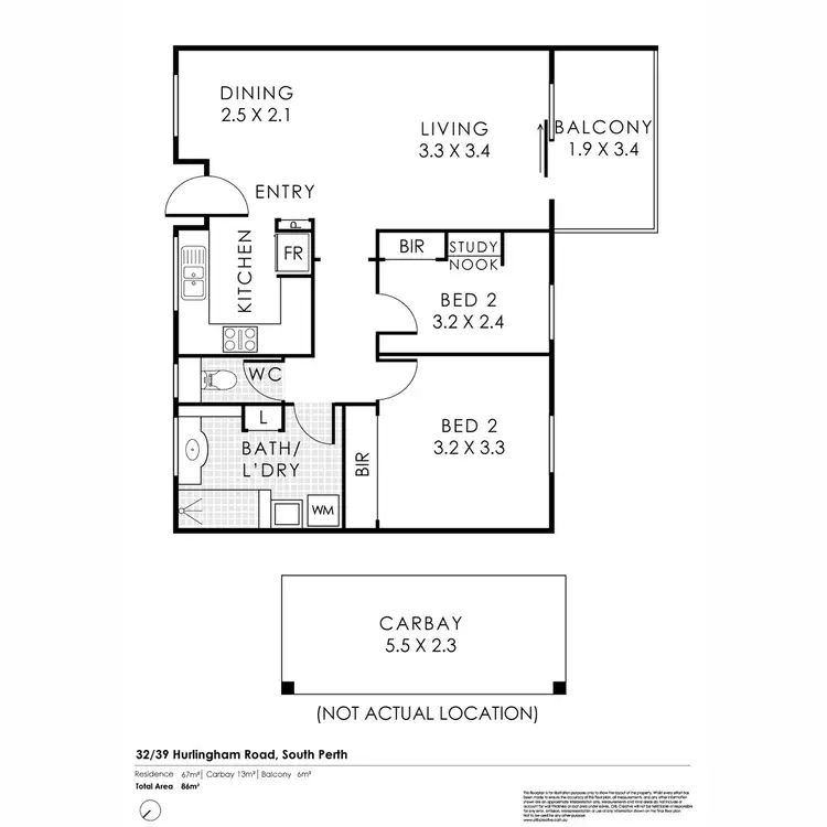Floorplan of Homely apartment listing, 32/39 Hurlingham Road, South Perth WA 6151