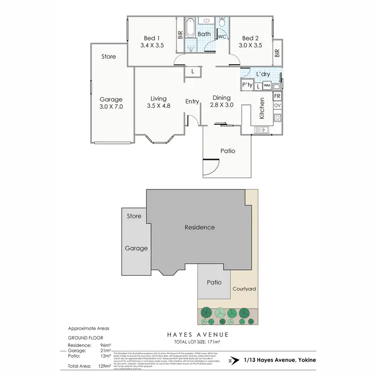 Floorplan of Homely villa listing, 1/13 Hayes Avenue, Yokine WA 6060
