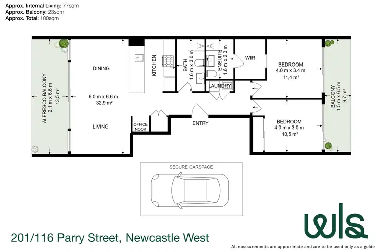 Floorplan of Homely unit listing, 201/116 Parry Street, Newcastle West NSW 2302