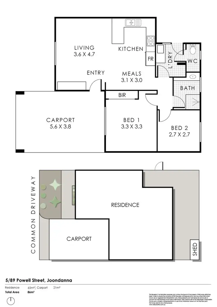 Floorplan of Homely unit listing, 5/89 Powell Street, Joondanna WA 6060