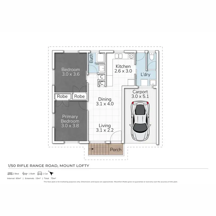 Floorplan of Homely semi-detached listing, 1 and 2/50 Rifle Range Road, Mount Lofty QLD 4350
