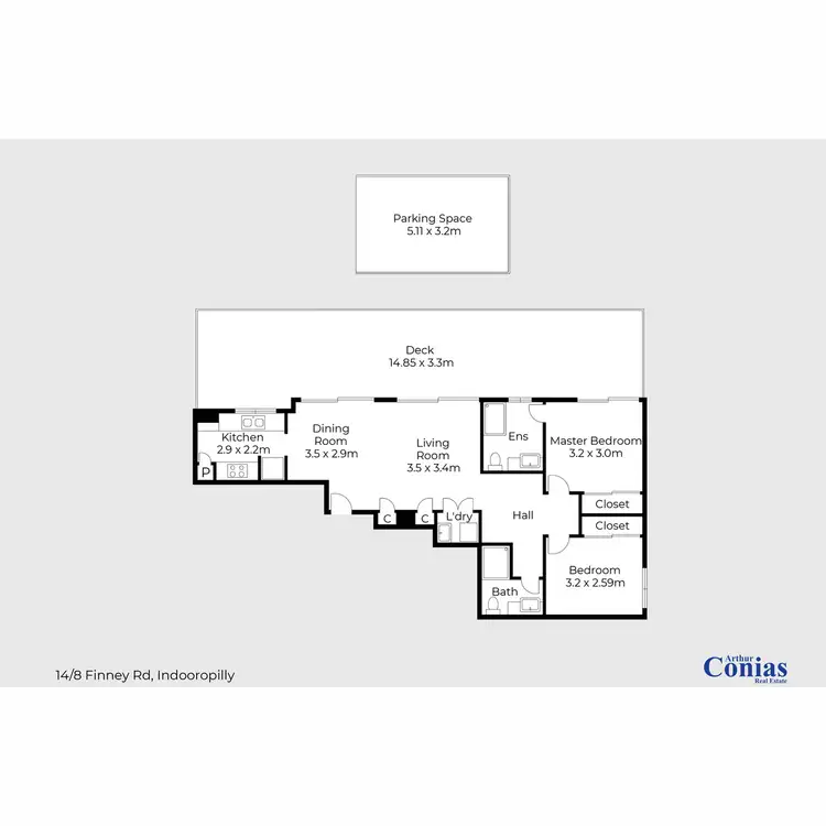 Floorplan of Homely unit listing, 14/8 Finney Road, Indooroopilly QLD 4068