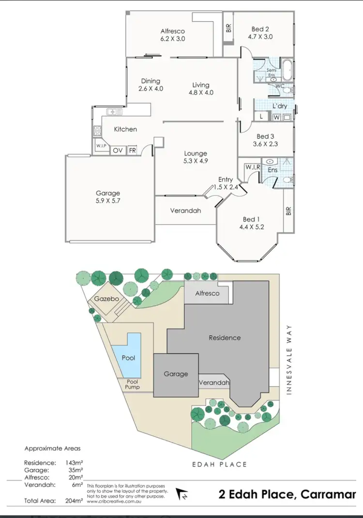 Floorplan of Homely house listing, 2 Edah Place, Carramar WA 6031