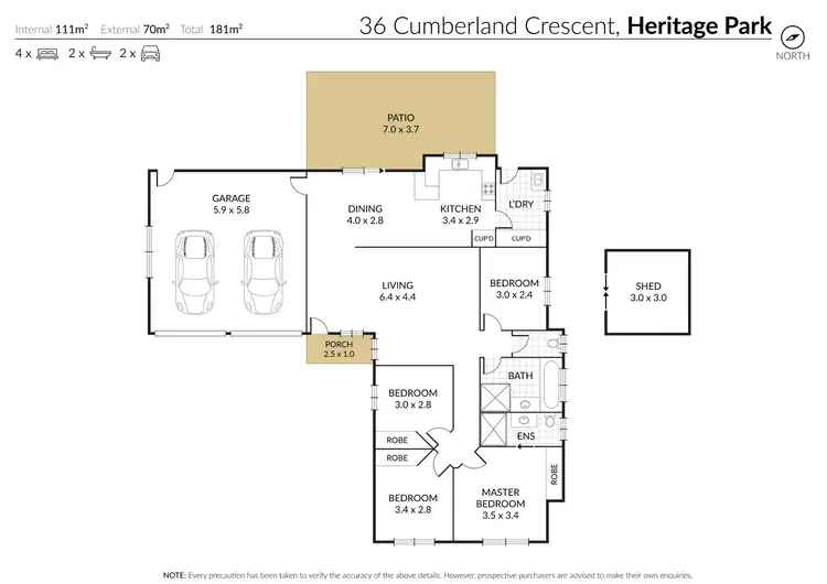 Floorplan of Homely house listing, 36 Cumberland Crescent, Heritage Park QLD 4118