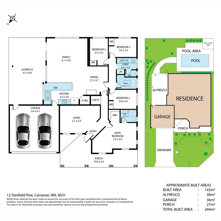 Floorplan of Homely house listing, 12 Denfield Rise, Carramar WA 6031