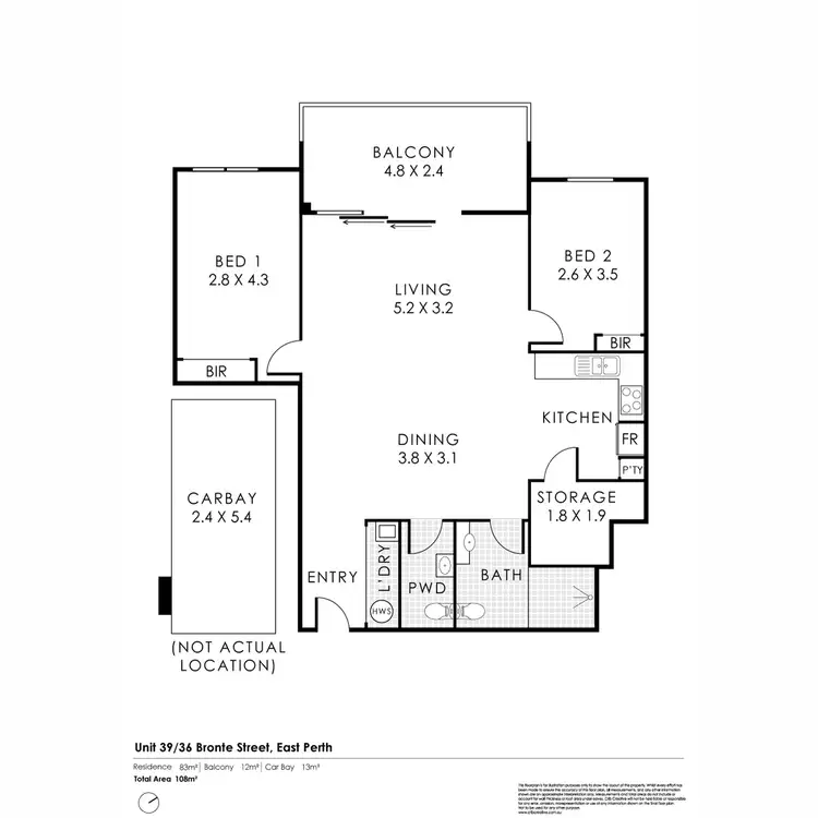 Floorplan of Homely apartment listing, 39/36 Bronte Street, East Perth WA 6004