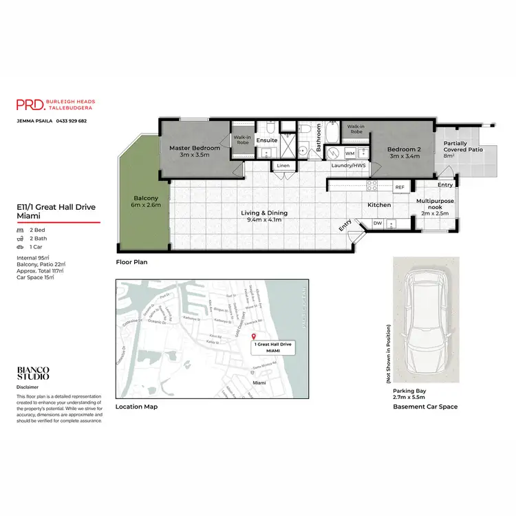 Floorplan of Homely unit listing, E11/1 Great Hall Drive, Miami QLD 4220