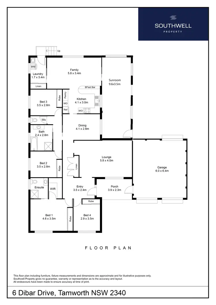 Floorplan of Homely house listing, 6 Dibar Drive, Tamworth NSW 2340