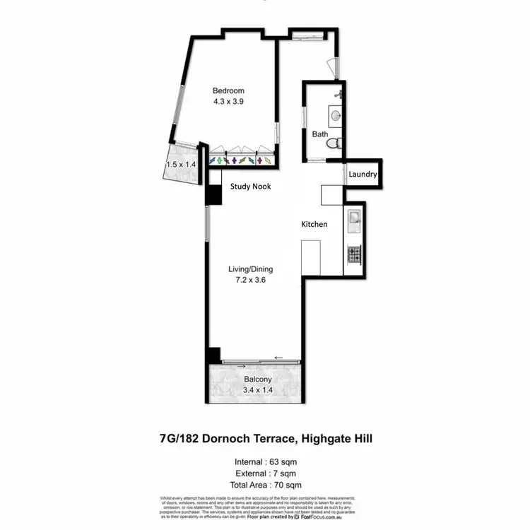 Floorplan of Homely unit listing, 7G/182 Dornoch Terrace, Highgate Hill QLD 4101