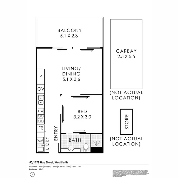 Floorplan of Homely apartment listing, 50/1178 Hay Street, West Perth WA 6005