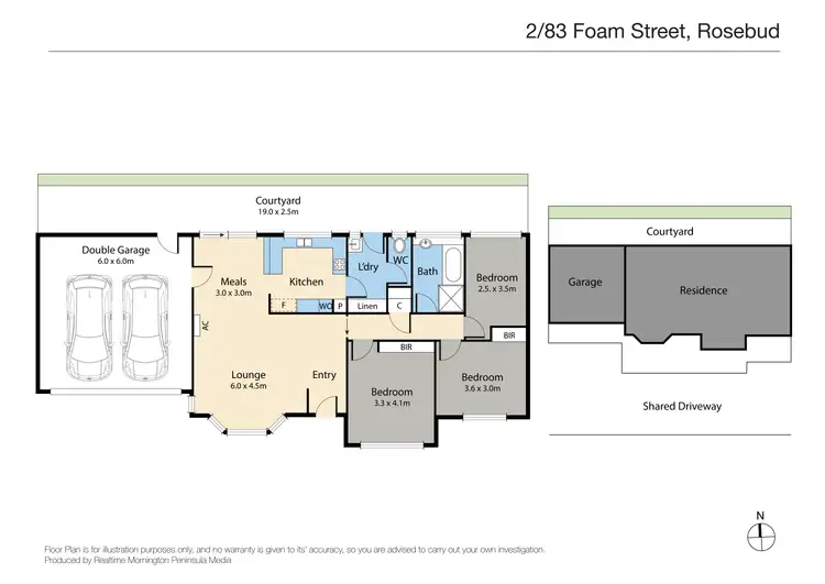 Floorplan of Homely unit listing, 2/83 Foam Street, Rosebud VIC 3939