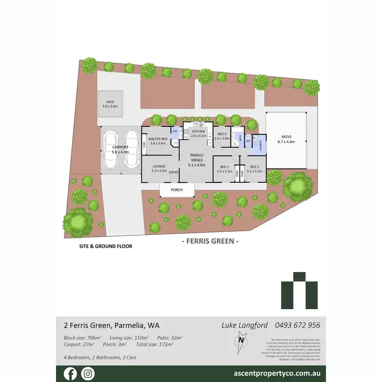Floorplan of Homely house listing, 2 Ferris Green, Parmelia WA 6167