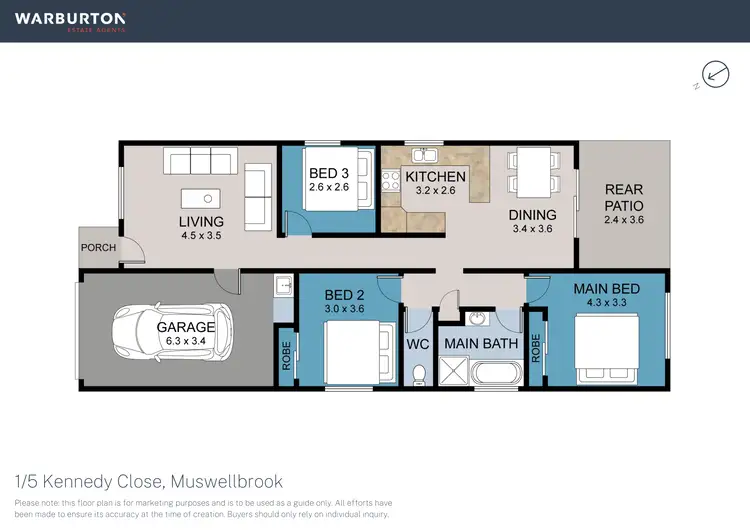 Floorplan of Homely semi-detached listing, 1/5 Kennedy Close, Muswellbrook NSW 2333