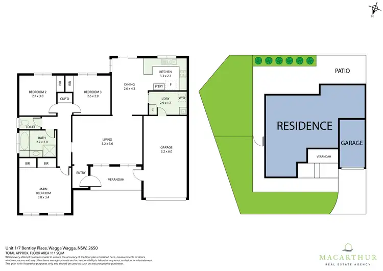 Floorplan of Homely unit listing, 1/7 Bentley Place, Wagga Wagga NSW 2650