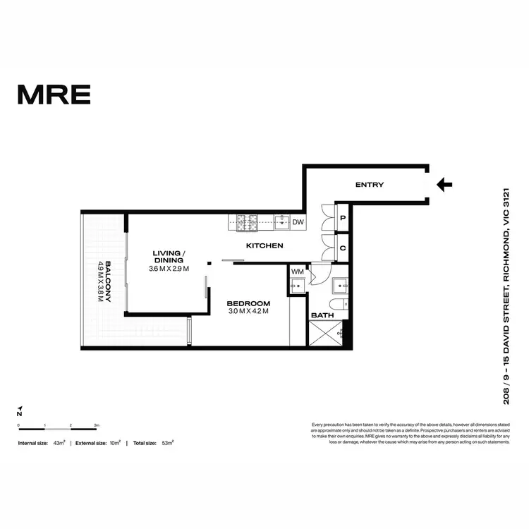 Floorplan of Homely apartment listing, 208/9-15 David Street, Richmond VIC 3121
