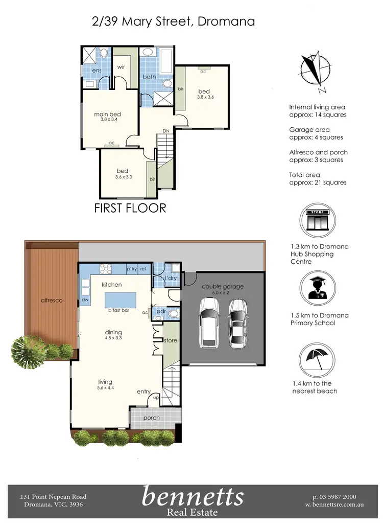 Floorplan of Homely townhouse listing, 2/39 Mary Street, Dromana VIC 3936