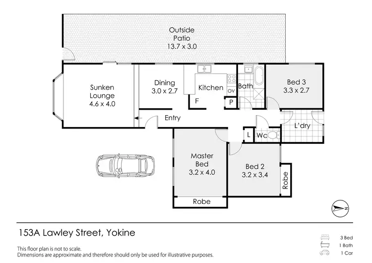 Floorplan of Homely semi-detached listing, 153A Lawley Street, Yokine WA 6060
