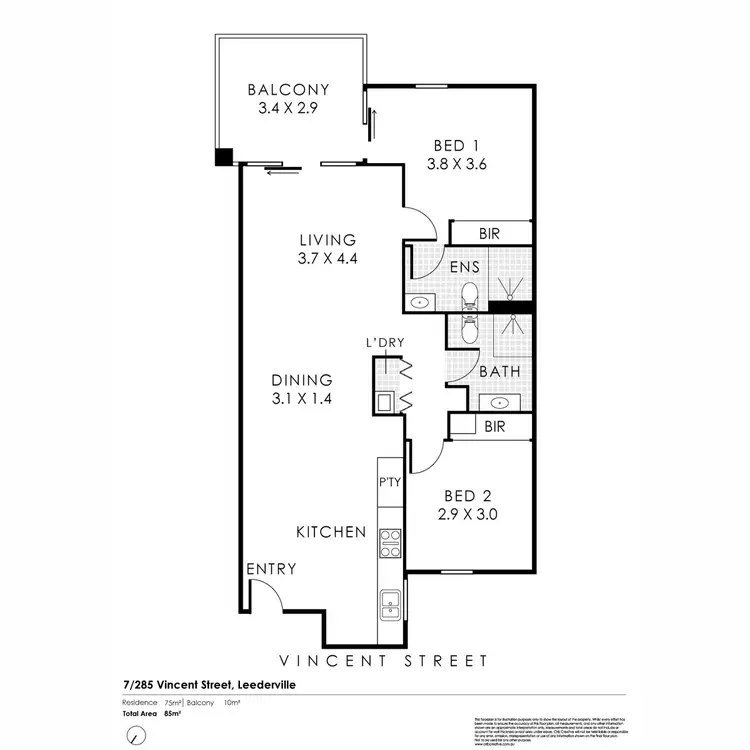 Floorplan of Homely apartment listing, 27/285 Vincent Street, Leederville WA 6007