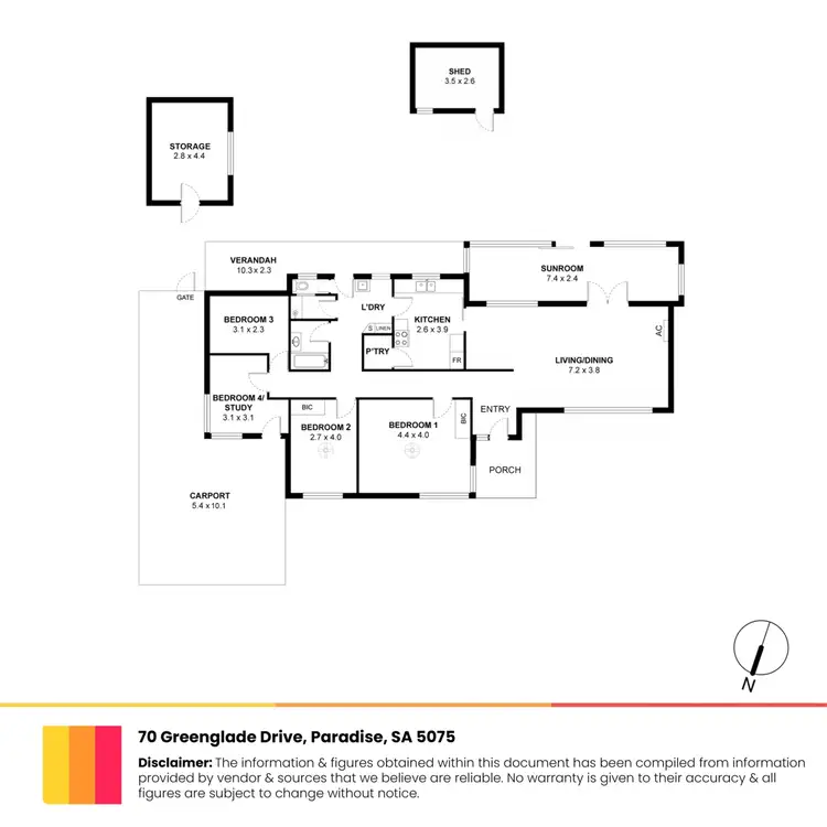 Floorplan of Homely house listing, 70 Greenglade Drive, Paradise SA 5075