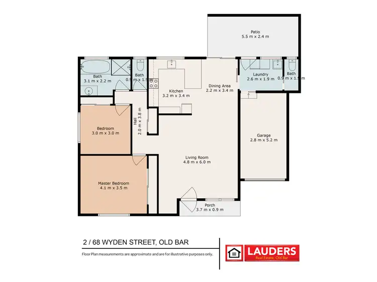 Floorplan of Homely semi-detached listing, 2/68 Wyden Street, Old Bar NSW 2430