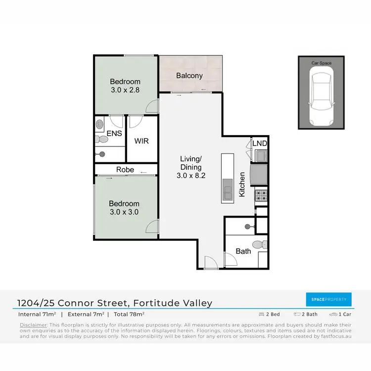 Floorplan of Homely apartment listing, 1204/25 Connor Street, Fortitude Valley QLD 4006
