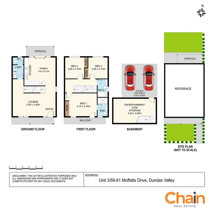 Floorplan of Homely townhouse listing, 3/59-61 Moffatts Drive, Dundas Valley NSW 2117
