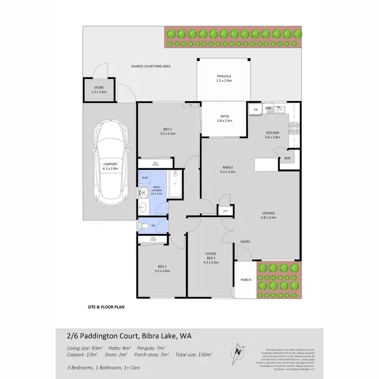 Floorplan of Homely unit listing, 2/6 Paddington Court, Bibra Lake WA 6163