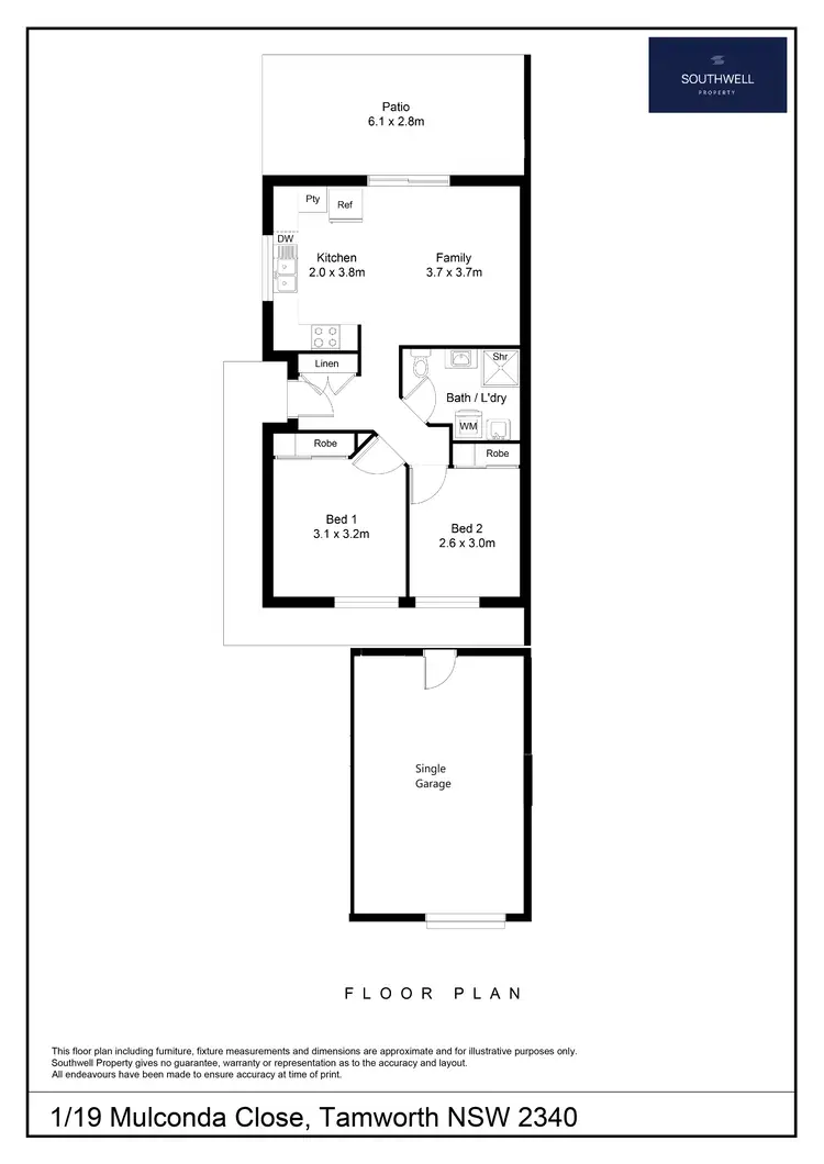 Floorplan of Homely unit listing, 1/19 Mulconda Close, North Tamworth NSW 2340