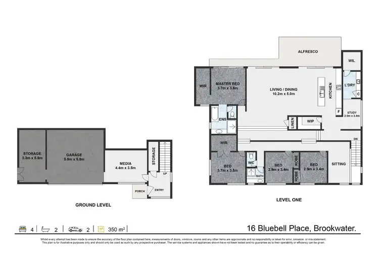 Floorplan of Homely house listing, 16 Bluebell Place, Brookwater QLD 4300