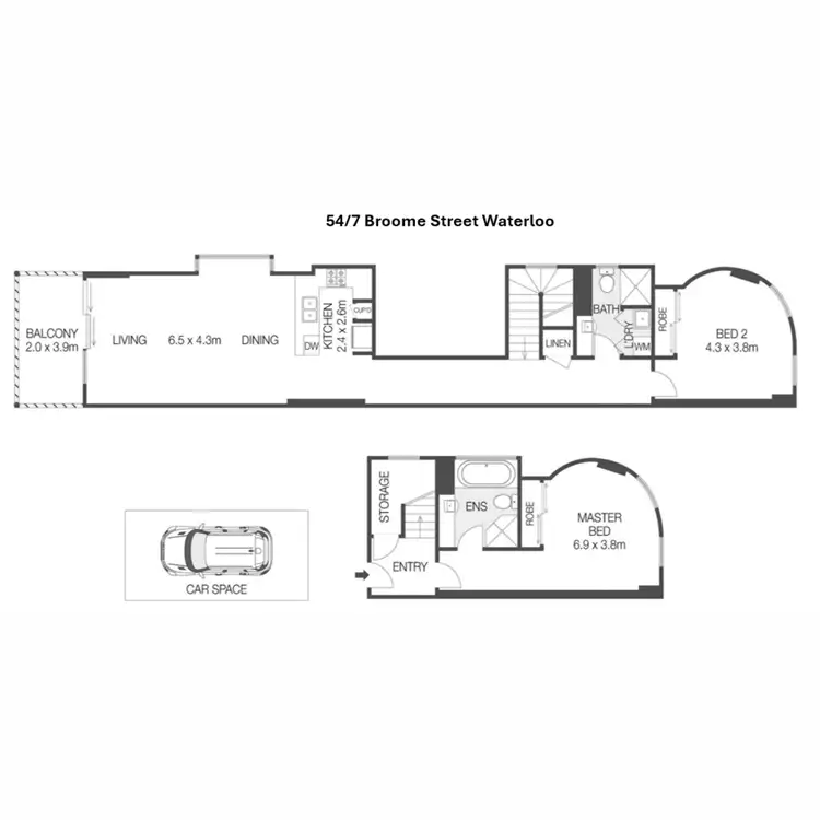 Floorplan of Homely apartment listing, 54/7 Broome Street, Waterloo NSW 2017