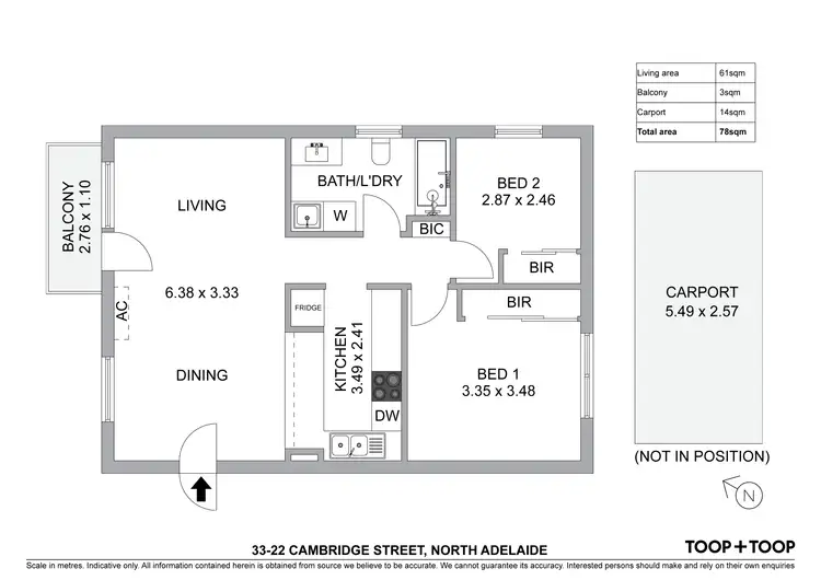 Floorplan of Homely unit listing, 33/22 Cambridge Street, North Adelaide SA 5006