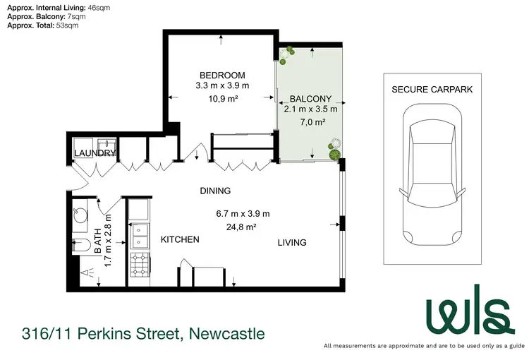 Floorplan of Homely unit listing, 316/11 Perkins Street, Newcastle NSW 2300
