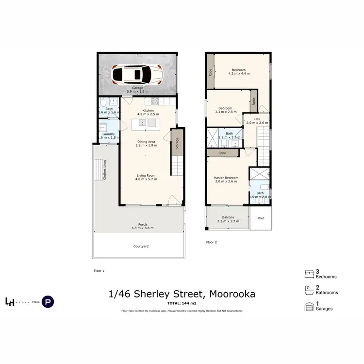 Floorplan of Homely townhouse listing, 1/46 Sherley Street, Moorooka QLD 4105