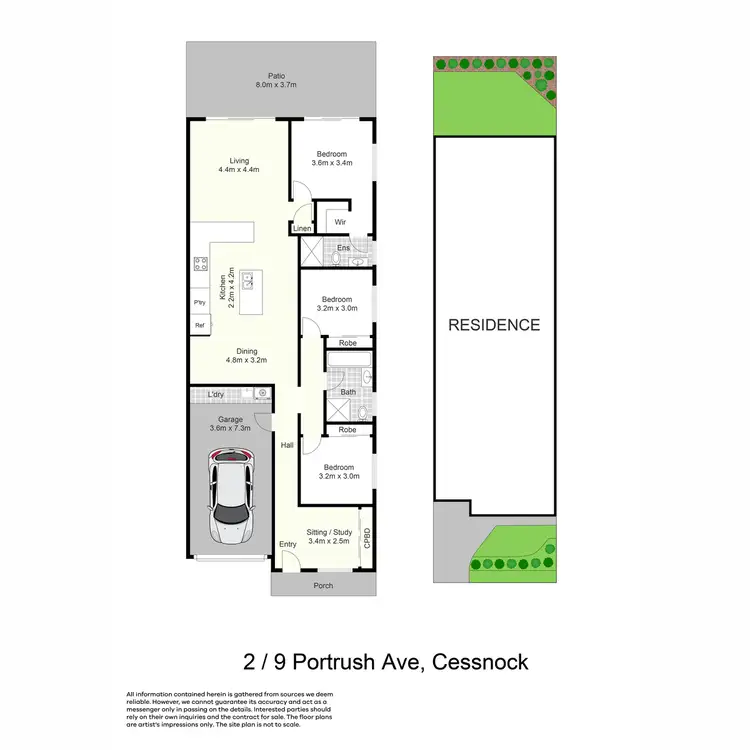 Floorplan of Homely semi-detached listing, 2/9 Portrush Avenue, Cessnock NSW 2325
