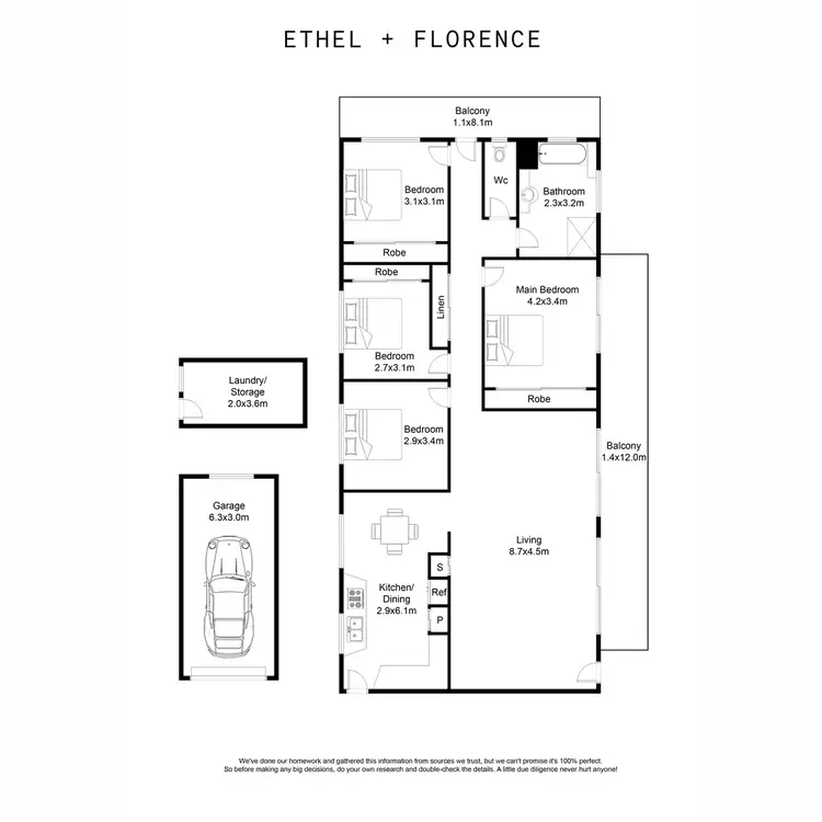 Floorplan of Homely apartment listing, 2/99 Moreton Street, New Farm QLD 4005