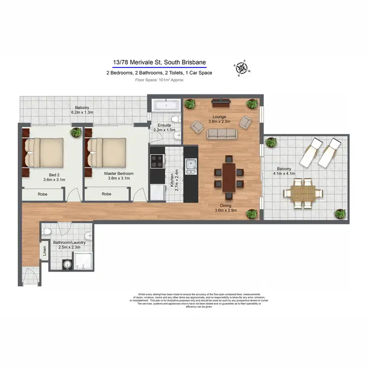 Floorplan of Homely apartment listing, 13/78 Merivale Street, South Brisbane QLD 4101