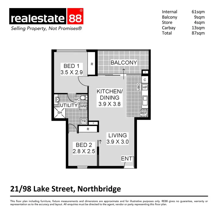 Floorplan of Homely apartment listing, 21/98 Lake Street, Northbridge WA 6003