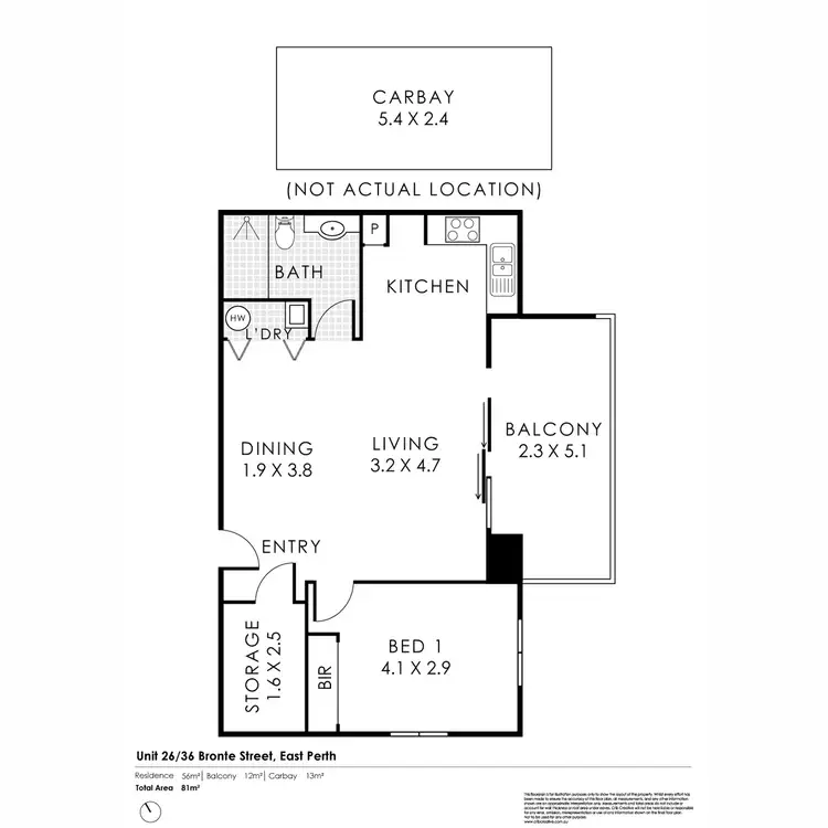Floorplan of Homely apartment listing, 26/36 Bronte Street, East Perth WA 6004