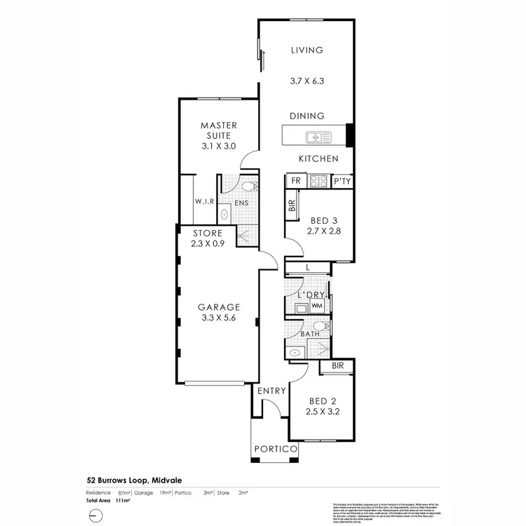 Floorplan of Homely house listing, 52 Burrows Loop, Midvale WA 6056