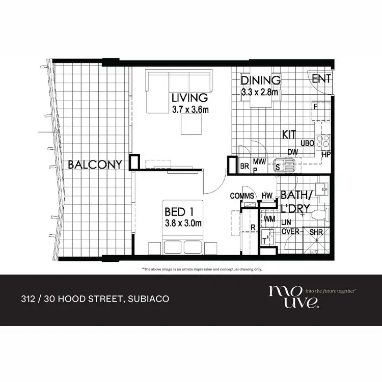 Floorplan of Homely apartment listing, 312/30 Hood Street, Subiaco WA 6008