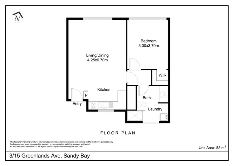 Floorplan of Homely apartment listing, 3/15 Greenlands Avenue, Sandy Bay TAS 7005