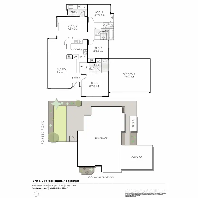 Floorplan of Homely villa listing, 1/2 Forbes Road, Applecross WA 6153