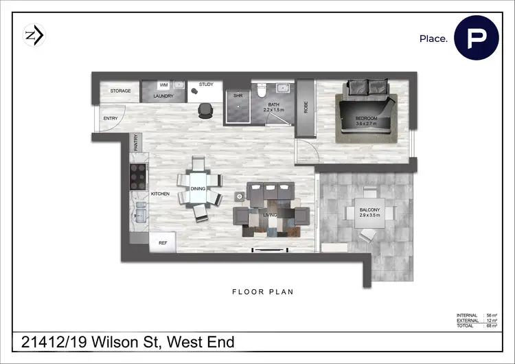 Floorplan of Homely apartment listing, 21412/19 Wilson Street, West End QLD 4101