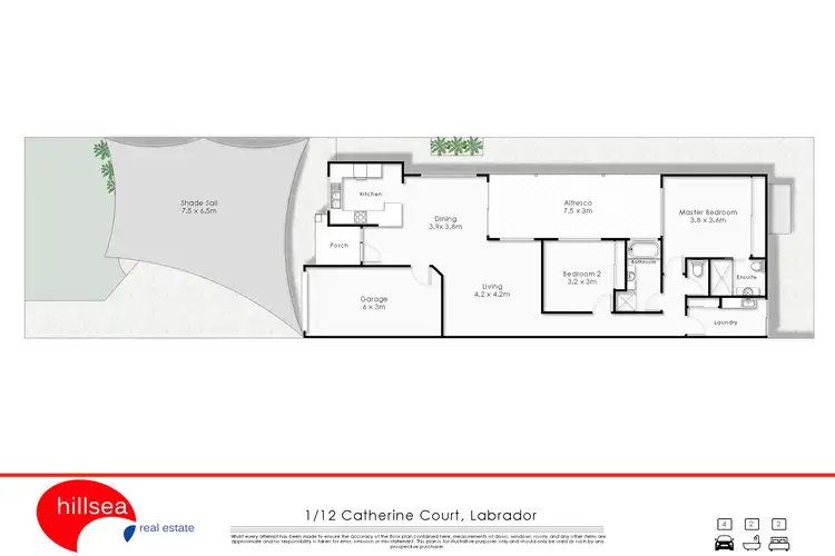 Floorplan of Homely semi-detached listing, 1/12 Catherine Court, Labrador QLD 4215