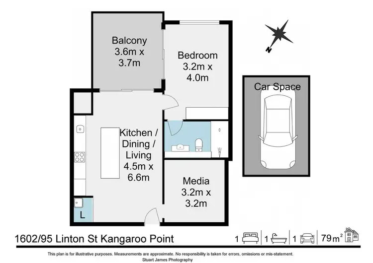 Floorplan of Homely apartment listing, 1602/95 Linton Street, Kangaroo Point QLD 4169