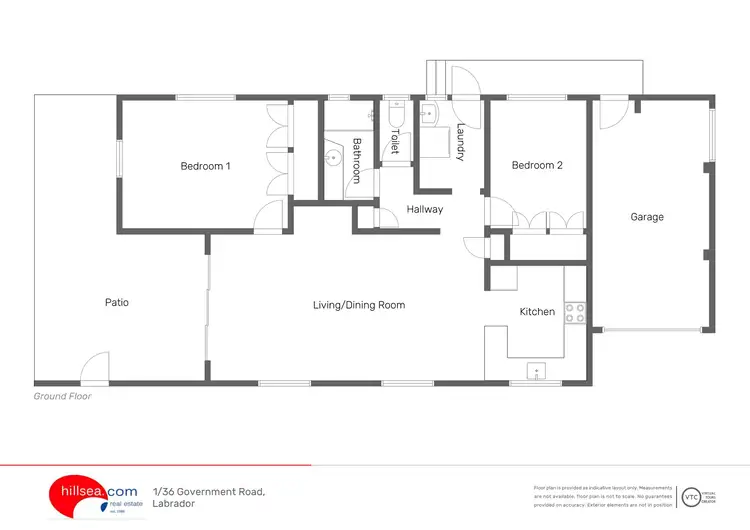 Floorplan of Homely semi-detached listing, 1/36 Government Road, Labrador QLD 4215