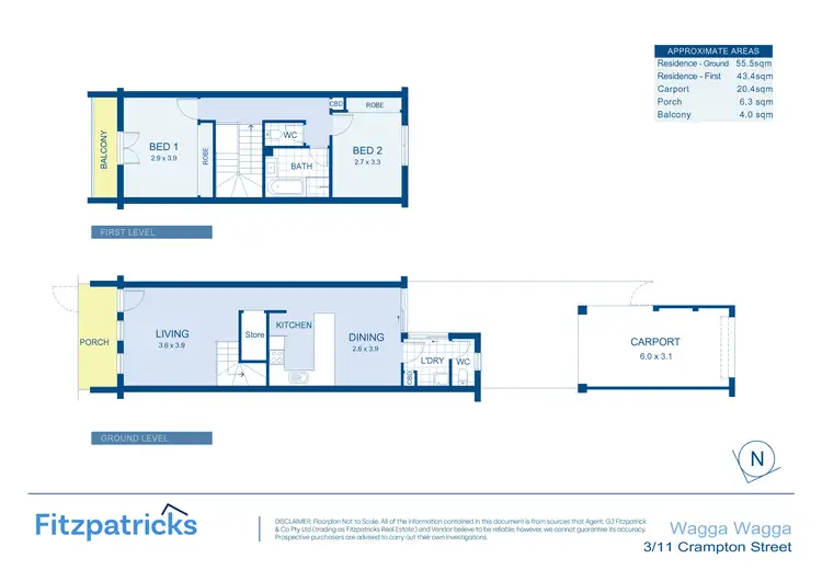 Floorplan of Homely apartment listing, 3/11 Crampton Street, Wagga Wagga NSW 2650